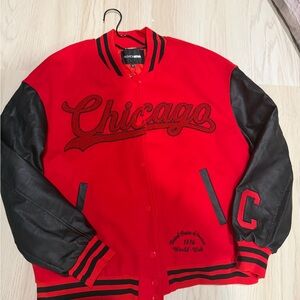 Fashion Nova Red and Black Bomber Jacket